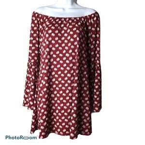 Voll Bell Sleeve Elephant Tunic Top Novelty Print Whimsical Oversized Size S